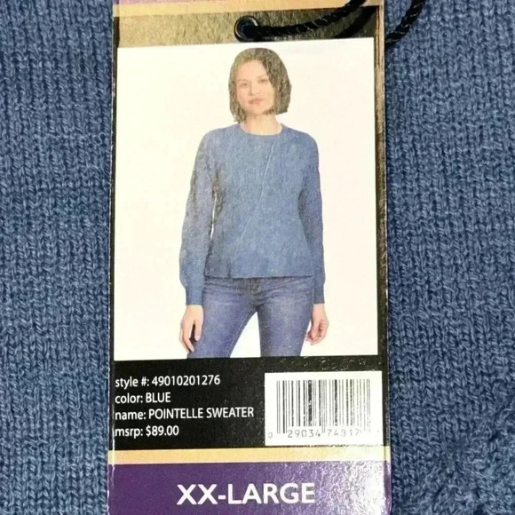 Christian Siriano New York size XXL long sleeve blue pointelle sweater, … - Picture 7 of 10